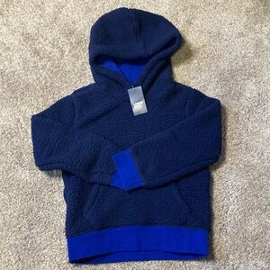 Lands' End Blue Fleece Pullover Hoodie Kangaroo Pocket NWT Boys Size 4/5, 6/7